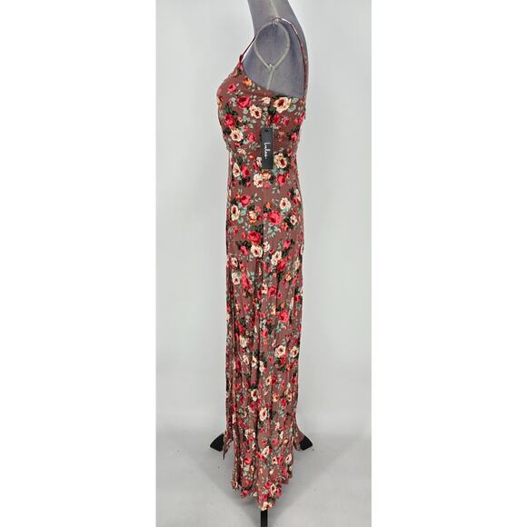 Lulus Dress Womens Small Terracotta Floral Maxi Back Zip Lined Beach Resort New - Picture 11 of 15